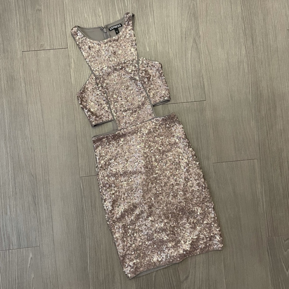 Express Sequin Dress with Cutouts 0
